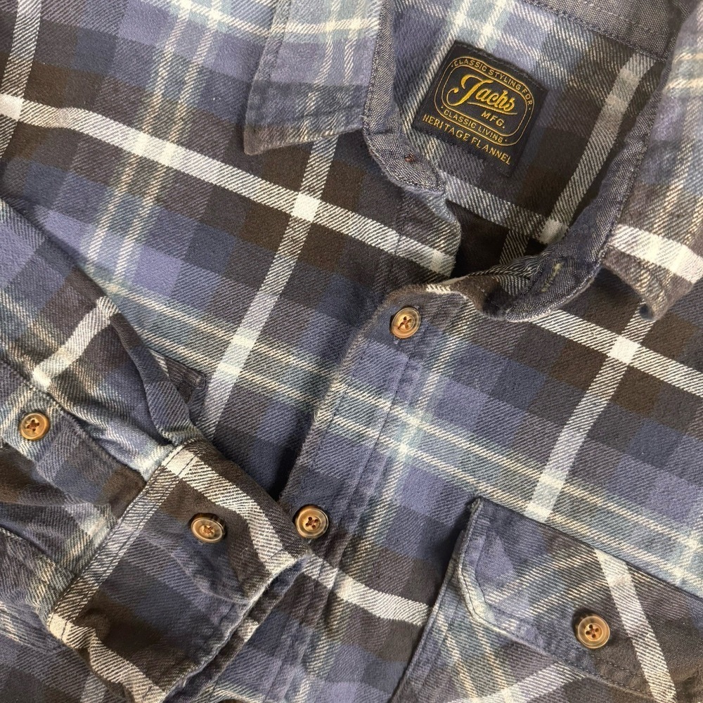 Flannel Shirt Mens L Heritage Plaid Button Up Heavy Cotton Outdoor Work Grunge
